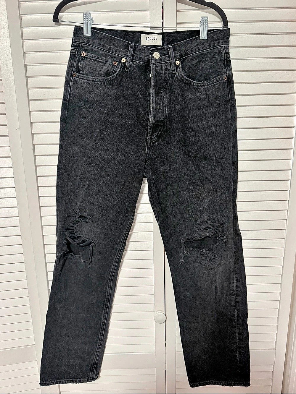 AGOLDE 90's Pinch Waist High Rise Straight Jeans Black Waist 27